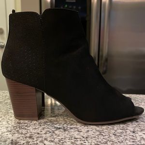 Faux Suede Open Toe Bootie